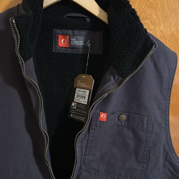 Black Vest Mens Large Fleece Sherpa - Picture 2 of 3